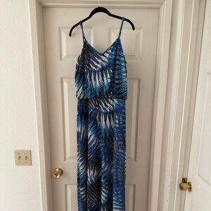 London Times Maxi Dress Tropical Print Size 10